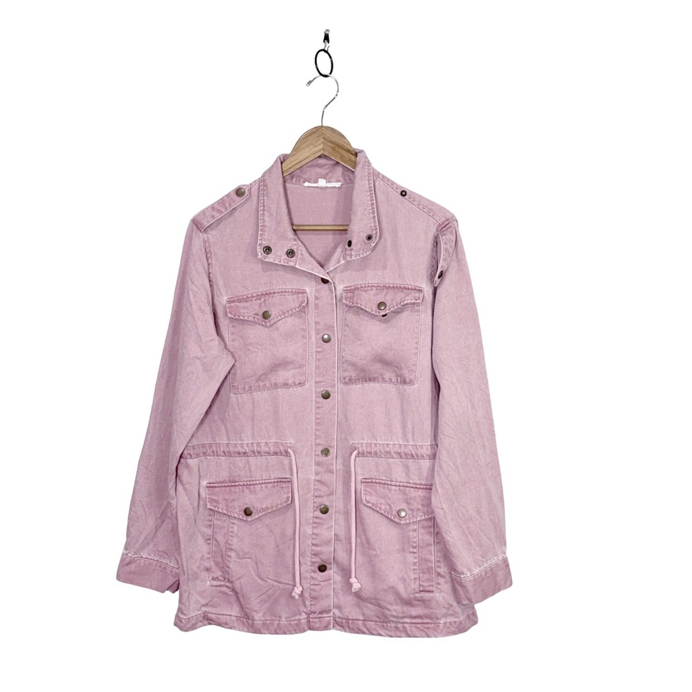 Jane + Delancey Utility Chore Jacket Womens M Cargo Drawstring Safari Lyocell